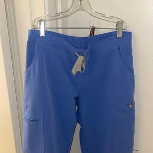 Figs Yola Skinny Scrub Pants in Ceil blue.